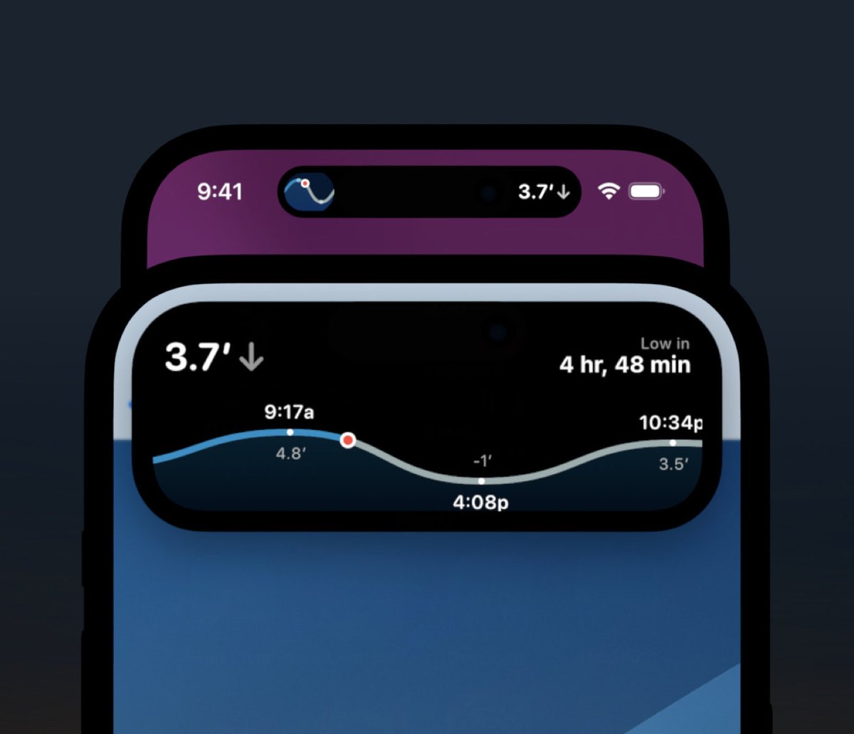 TideGuideApp's tweet image. Still loving the dynamic island.