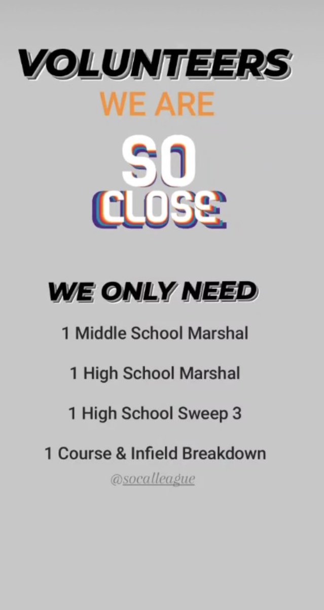 SoCal League family we NEED YOU! Volunteer today!