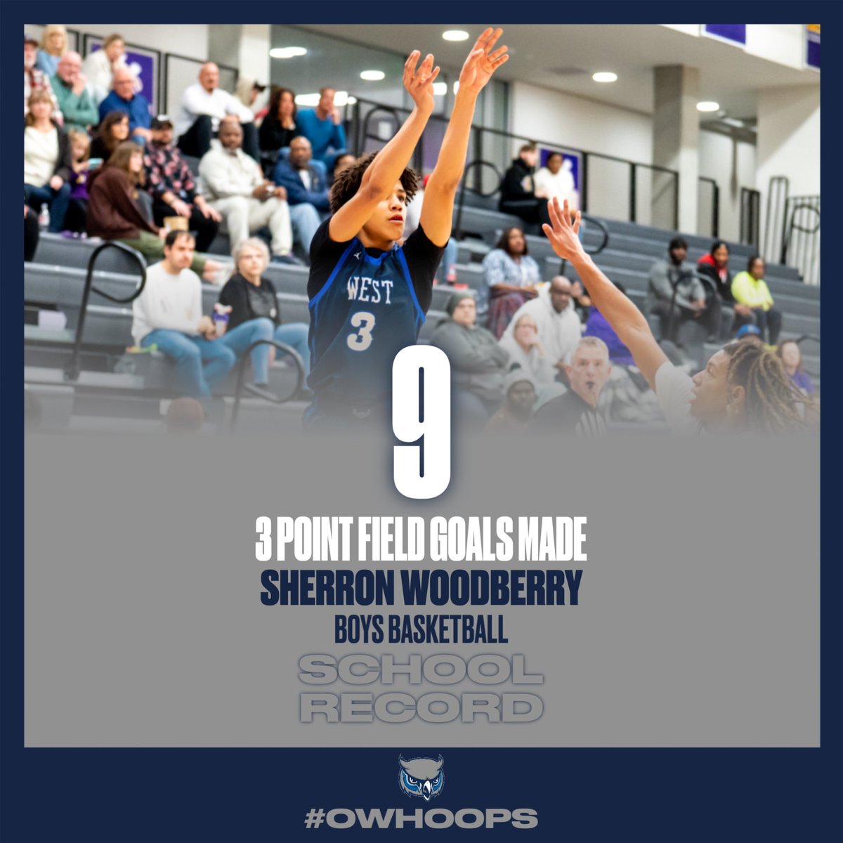 OWL NATION (@theowlsfamily) on Twitter photo Sherron Woodberry broke his own school record tonight with 9 three pointers on his way to 29 points in Olathe Wests 85-57 victory over Shawnee Mission North.
<a href="/ADButlerOW/">ADButlerOW</a> <a href="/OWBBCOfficial/">OWBBC</a> <a href="/CatchItKansas/">Catch It Kansas</a>
<a href="/KSHSAA/">KSHSAA</a> <a href="/OW_Owls_Hoops/">West Owls Basketball</a>
<a href="/PhotographyCate/">Cate Eighmey Photography</a> <a href="/sportsinkansas/">Sports in Kansas</a>
<a href="/MacMoore_KSHSAA/">Mac Moore</a> Sherron Woodberry broke his own school record tonight with 9 three pointers on his way to 29 points in Olathe Wests 85-57 victory over Shawnee Mission North.
<a href="/ADButlerOW/">ADButlerOW</a> <a href="/OWBBCOfficial/">OWBBC</a> <a href="/CatchItKansas/">Catch It Kansas</a>
<a href="/KSHSAA/">KSHSAA</a> <a href="/OW_Owls_Hoops/">West Owls Basketball</a>
<a href="/PhotographyCate/">Cate Eighmey Photography</a> <a href="/sportsinkansas/">Sports in Kansas</a>
<a href="/MacMoore_KSHSAA/">Mac Moore</a>