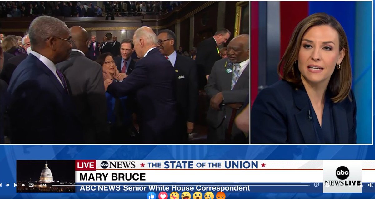 TheTomGeorge's tweet photo. President Biden embracing Sen. Mazie Hirono after #SOTU speech @KITV4 #Hawaii https://t.co/upGsPUsvP8