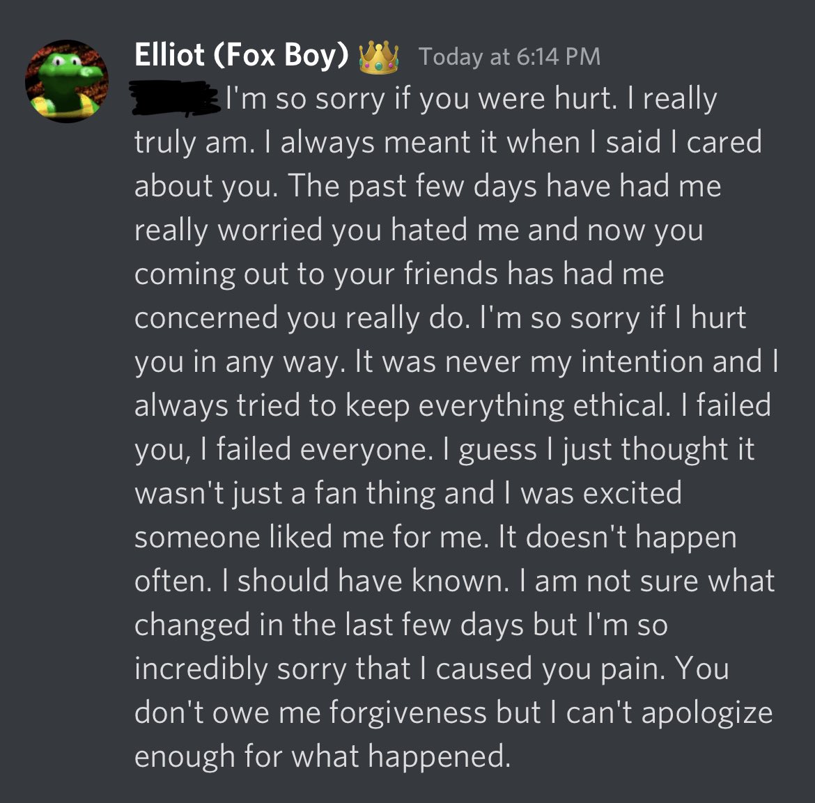 Anonymo59142800's tweet photo. @FretCore Alt account but I am one of the victims
This was after I opened up to my friends and they kicked him from our private server https://t.co/yJzxNOWwLZ
