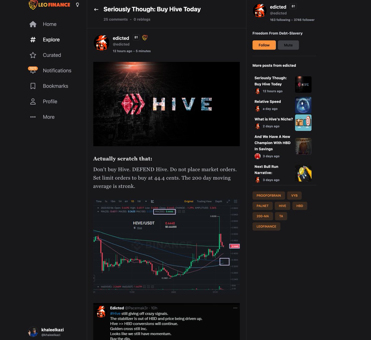 I love reading about #hive from the new #LeoFinance UI