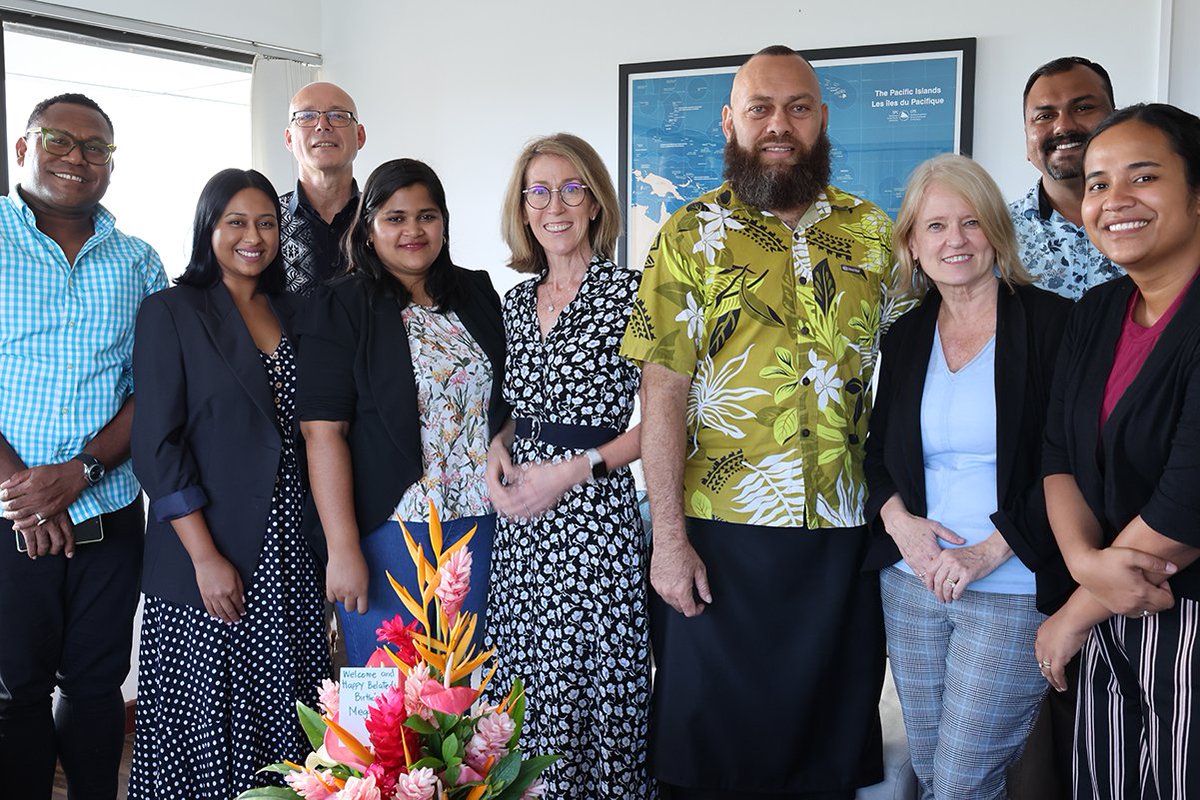 MRockICRC's tweet photo. A wonderful BULA welcome from my team @icrc_suva Heart-warming to walk into an office full of fresh flowers, kind words and new perspectives as Head of ICRC’s Regional Delegation in the Pacific with a very enthusiastic and creative team. 
#Pacific_life
#ICRC_in_the_Pacific https://t.co/lQeIpNiGmS