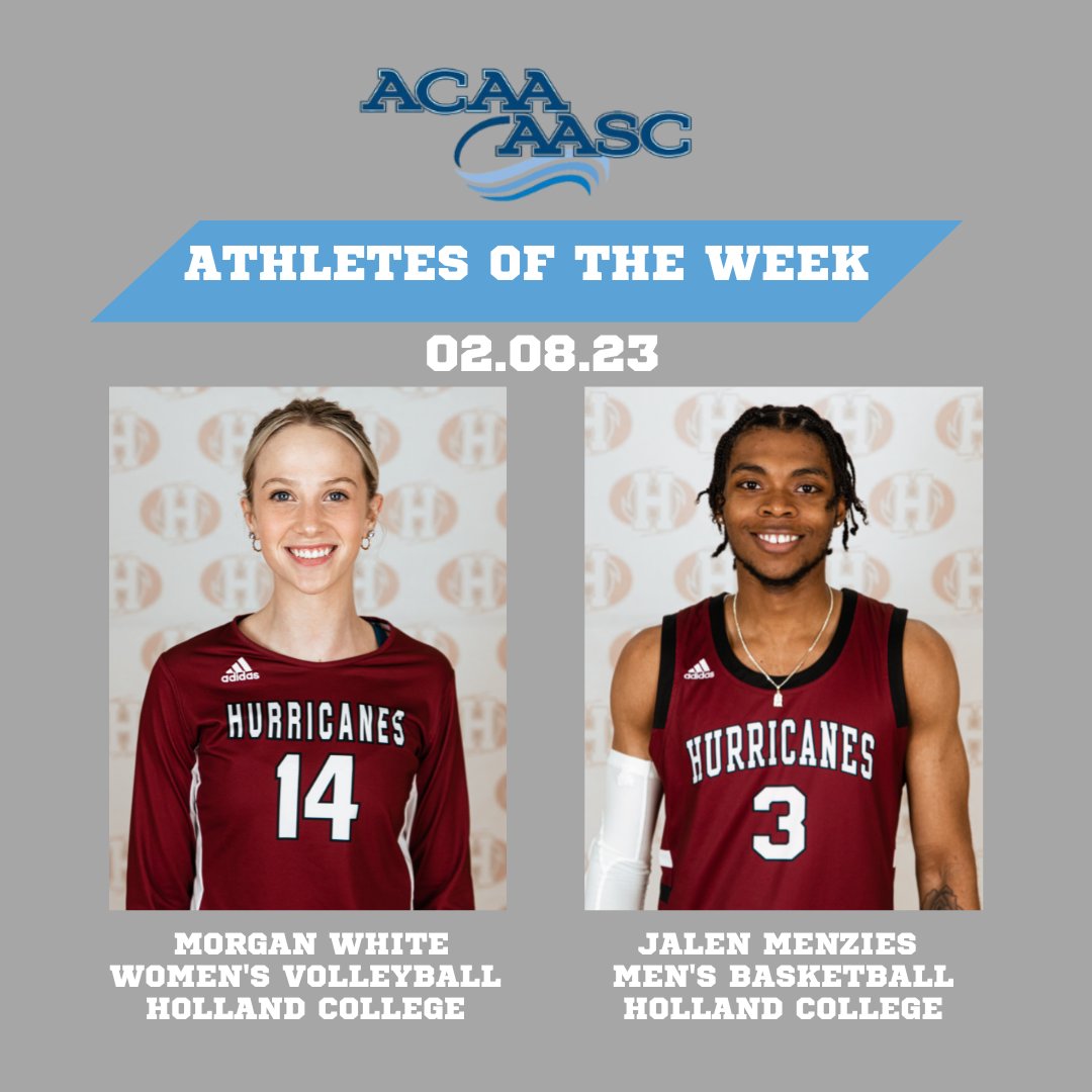 ACAA_AASC's tweet photo. 🚨 ATHLETES OF THE WEEK/ATHLÈTES DE LA SEMAINE 🚨

🏐 Morgan White, Holland Hurricanes 
🏀 Jalen Menzies, Holland Hurricanes 

👏 Congratulations Morgan and Jalen/Félicitations Morgan et Jalen!

FULL STORY: 👇
https://t.co/bKAWBhMsV1 https://t.co/rXNx19dNQF