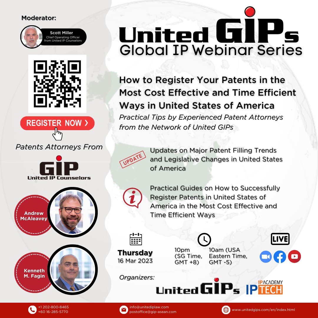 pintasip's tweet photo. 💡The Global IP Webinar Series - USA 💡

🗓 Event Details:
Date : 16/03/2023 (Thursday)
Time : 10PM (Singapore Time, GMT+8)
Venue : Zoom Live

Register Link :
https://t.co/3Hb1lZuoH4 https://t.co/O1Oer798nP