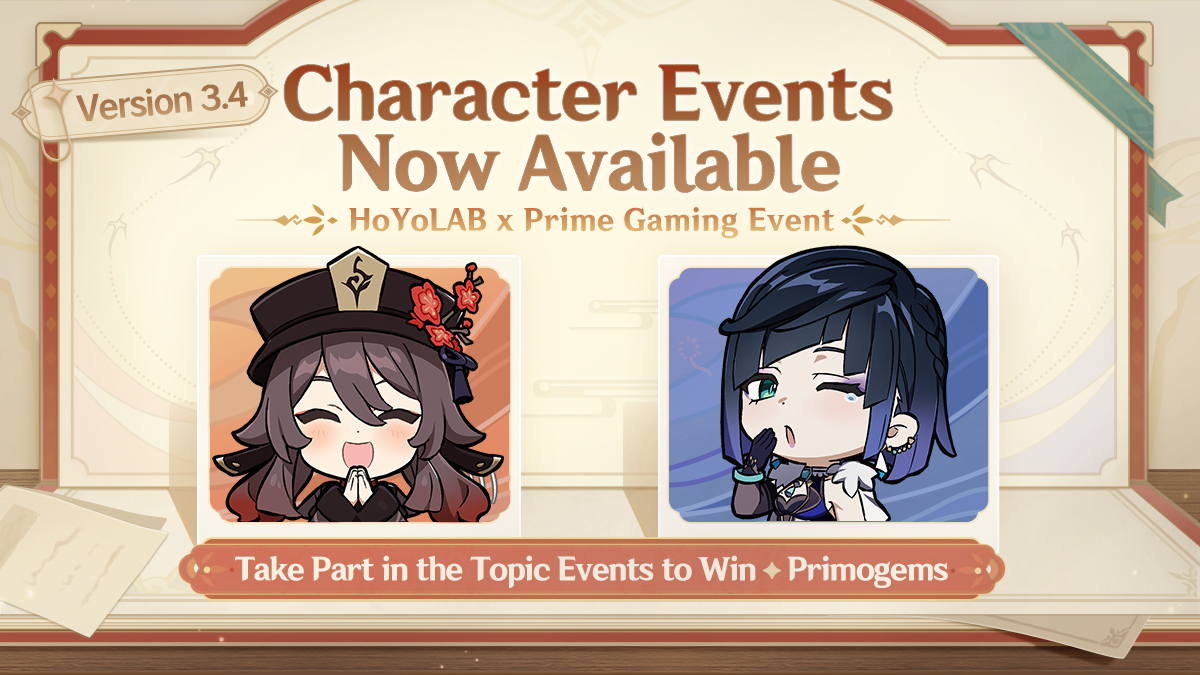 Genshin Impact on X: HoYoLAB x Prime Gaming Event: Hu Tao and Yelan Are  Here - Take Part in the Topic Events to Win Primogems Hello Travelers~ This  time, we'll be meeting