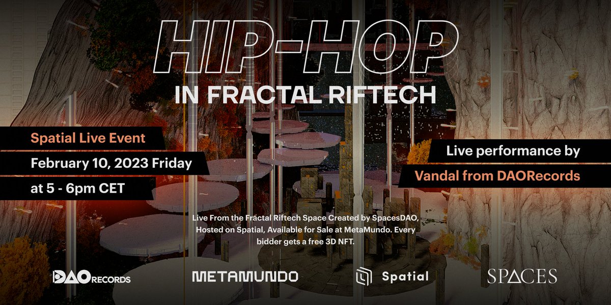 vandigital's tweet image. I&apos;ll be droppin&apos; an exclusive set with @metamundo_co reppin&apos; @DAOrecords_  hosted within the super dope galactic space Fractal Riftech created by @spacesdao @Spatial_io  🔥 

Friday 10th March from 5 pm CET / 11 am EST

metamundo.co/SpacesDAO/frac…