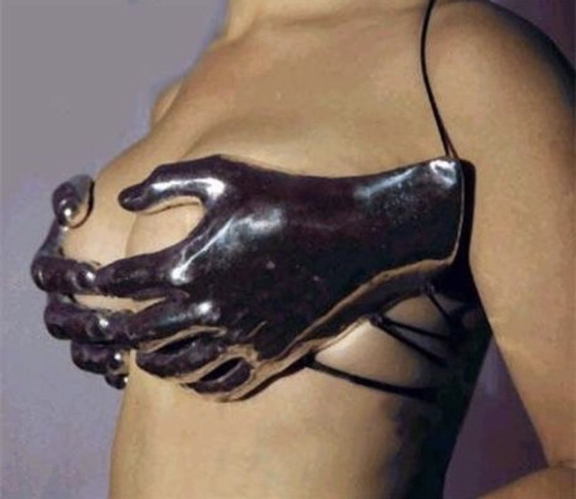 A on X: this metal hand bra is sexy  / X