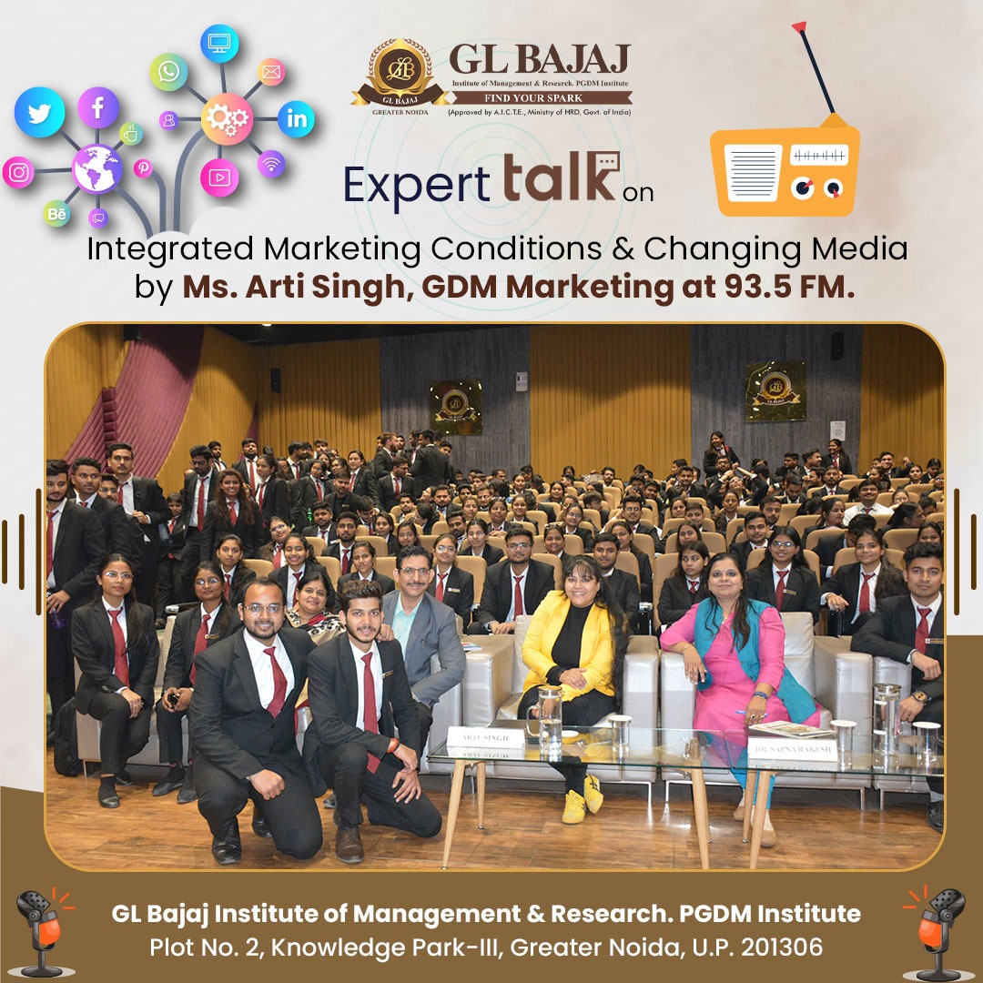 glbajajimr's tweet image. Unlocking the Secrets of Integrated Marketing: GLBIMR organized an enlightening session with Ms. Arti Singh on the power of Radio in Marketing and the changing media landscape!

#GLBIMR #expertalks  #RadioRevolution #IMC #IntegratedMarketing #drsapnarakesh