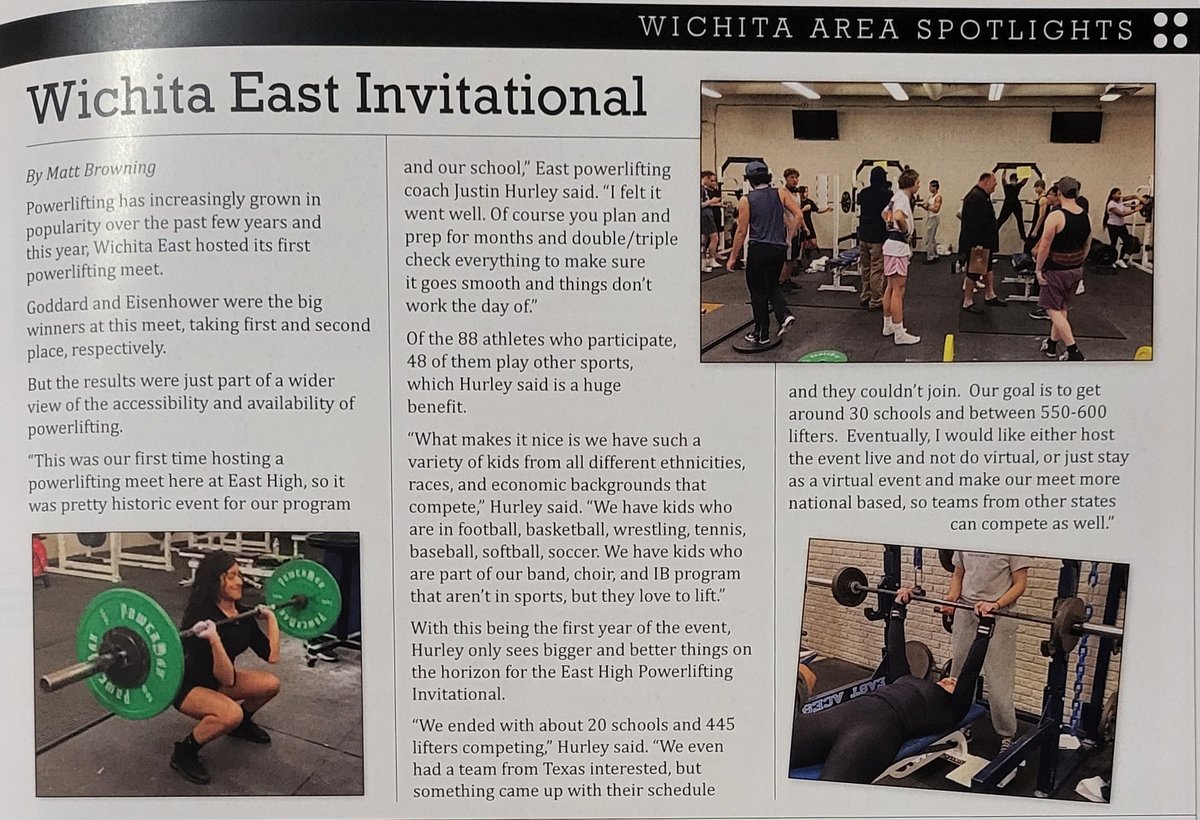 AcePowerlifting's tweet photo. @EastHighAces @BlueAceAD @MrsBlueAce Great write up from Matt Browning at @VypeKS on our program! We appreciate you choosing our program to spotlight and showing that powerlifting can be for anyone! #goingfor3 #4theculture https://t.co/AWH0kCcZej