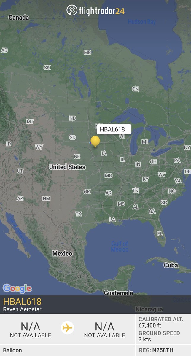 flightradar24's tweet photo. Another Chinese balloon over the USA? 😱😱

No, it's an American weather balloon launch near Sioux Falls.
 https://t.co/aFnSTFwdjX https://t.co/uTRLd2WgKR