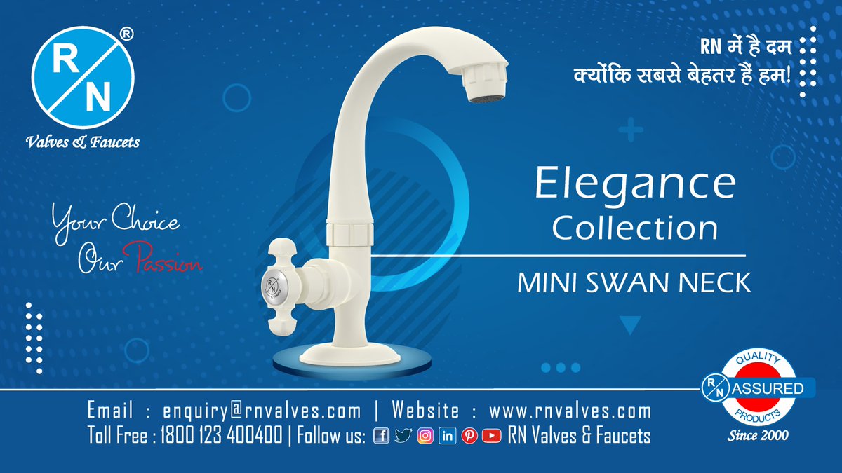 RNValves's tweet photo. Modernize your bathroom look with the RN Mini Swan Neck Faucet! It comes with unique colors, and 3 years of warranty.
#miniswanneck #ptmttaps #swannecktap #swanneck #swannecktapprice #ptmtfaucet #rnvalves #bathroomfaucet #kitchenfaucet #tapprice #elegancecollection #watertap https://t.co/XHtqCi3SnK