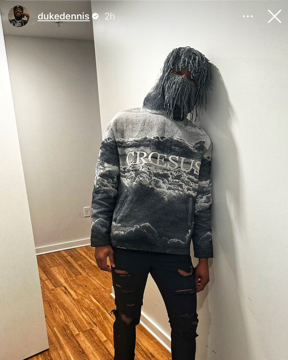 the_croesus's tweet photo. Famous YouTuber “Duke Dennis” wearing the “CRŒSUS ASCENSION” Tapestry Woven Hoodie https://t.co/OblxEO7mOE