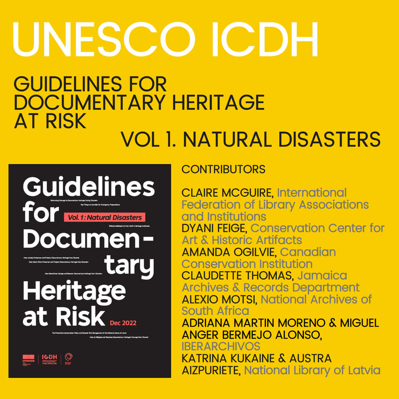 #UNESCO #ICDH published the first volume of Guidelines for #DocumentaryHeritage at Risk - Natural Disasters. 
c11.kr/1ahdz