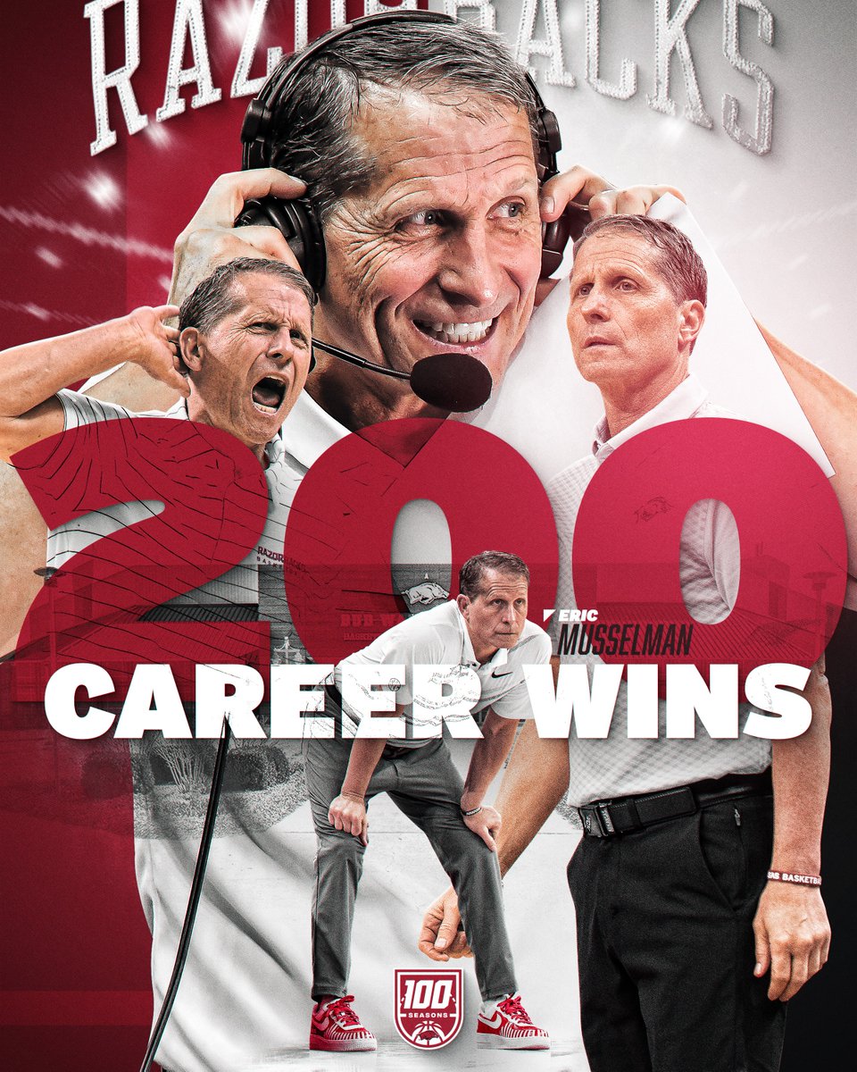 RazorbackMBB's tweet photo. 200 career wins

90 wins as a Razorback

(zero losses at Rupp Arena) https://t.co/9pazv1sUYN