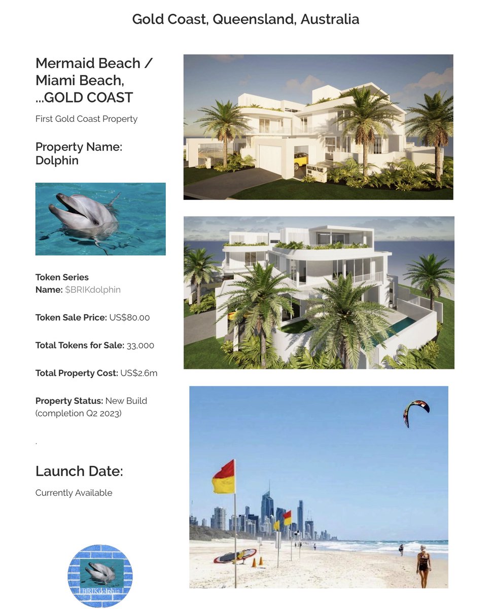 BrikBC's tweet photo. #BRIKdolphin🐬
GoldCoast🇦🇺#Luxury Investment #RealEstate Property
Available to anyone from anywhere in the world
for under US$100 per #PropertyToken
Available on our #BRIKbc Property #Tokens Platform
👇
https://t.co/2RxQtzFvZi
🐬Property Details
👇
https://t.co/TGgTbgQ5Un… https://t.co/WriU0u3QRI
