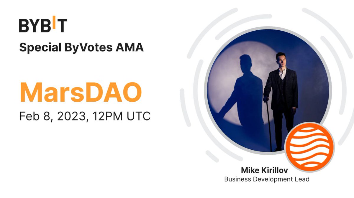 Bybit_Official's tweet photo. #ByVotes is back. Time to learn more about $MDAO! 
 
Join our Twitter Space with Mike Kirillov, Business Development Lead of @0xMarsDAO , today, Feb 8, 12PM UTC.

👉🏻 Send in your questions: https://t.co/lo3fn2C2ni
⏰ Stay tuned here: https://t.co/qQhn70uiPY

#Bybit #TheCryptoArk https://t.co/a67Edc0aH6