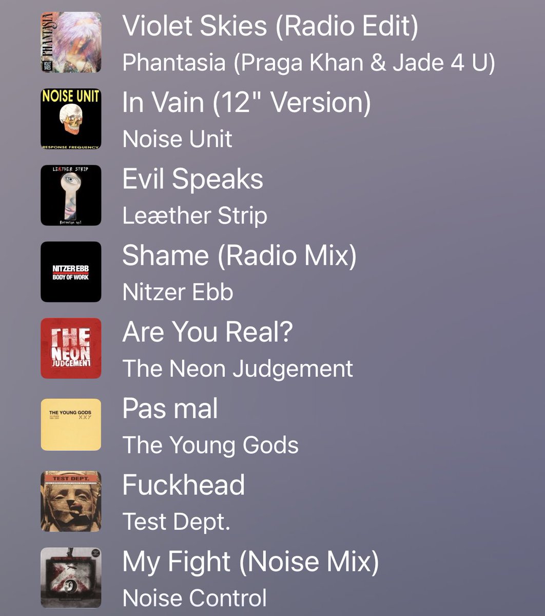 BowsKnows71's tweet photo. Awesome playlist from earlier today #industrialmusic #electronicbodymusic #darkwave #electronicmusic #front242 #kmfdm #dieform #frontlineassembly #nitzerebb #younggods #music https://t.co/FdOmzZVp7X