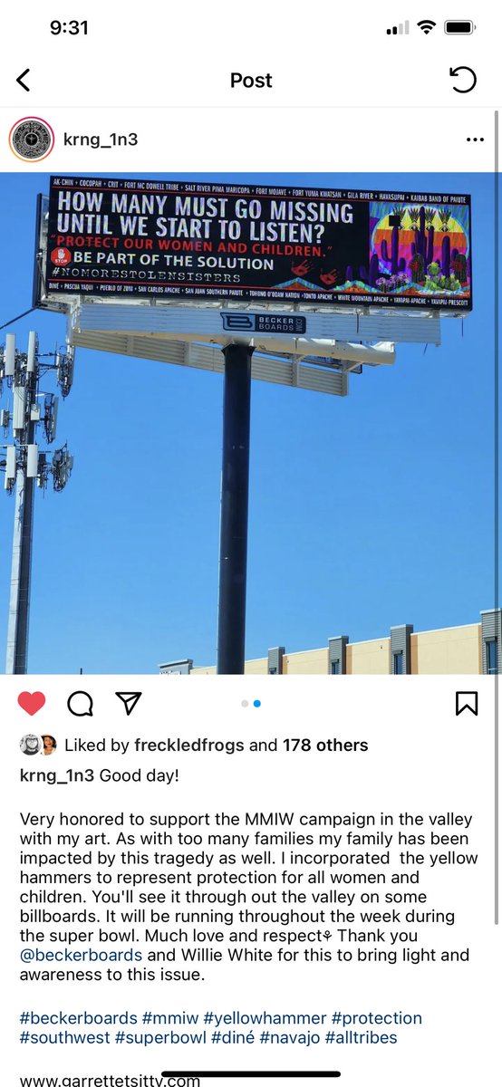 JamesonDLopez's tweet image. Help in different ways, proud of my Quechan family Willie and Joey White for supporting MMIW through their billboard company during the super bowl. It’s Primetime to make money on advertisement and they&apos;re  bringing awareness to #MMIW. it&apos;s why #Nativeowned business
is important