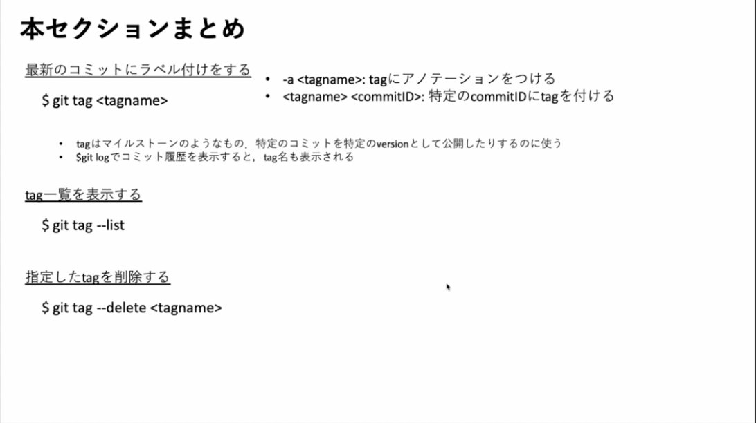 kopei_python's tweet image. 【 #今日の積み上げ 】
Udemy:「米国AI開発者がやさしく教えるGit入門講座」
Section 10 : コミットにtag付けをしよう
Section 11 : submoduleを使おう
tagとは?
➡︎ 特定のコミットを特定のバージョンとして公開することができる。コードを公開する時などに使う。
#Python 
#udemy