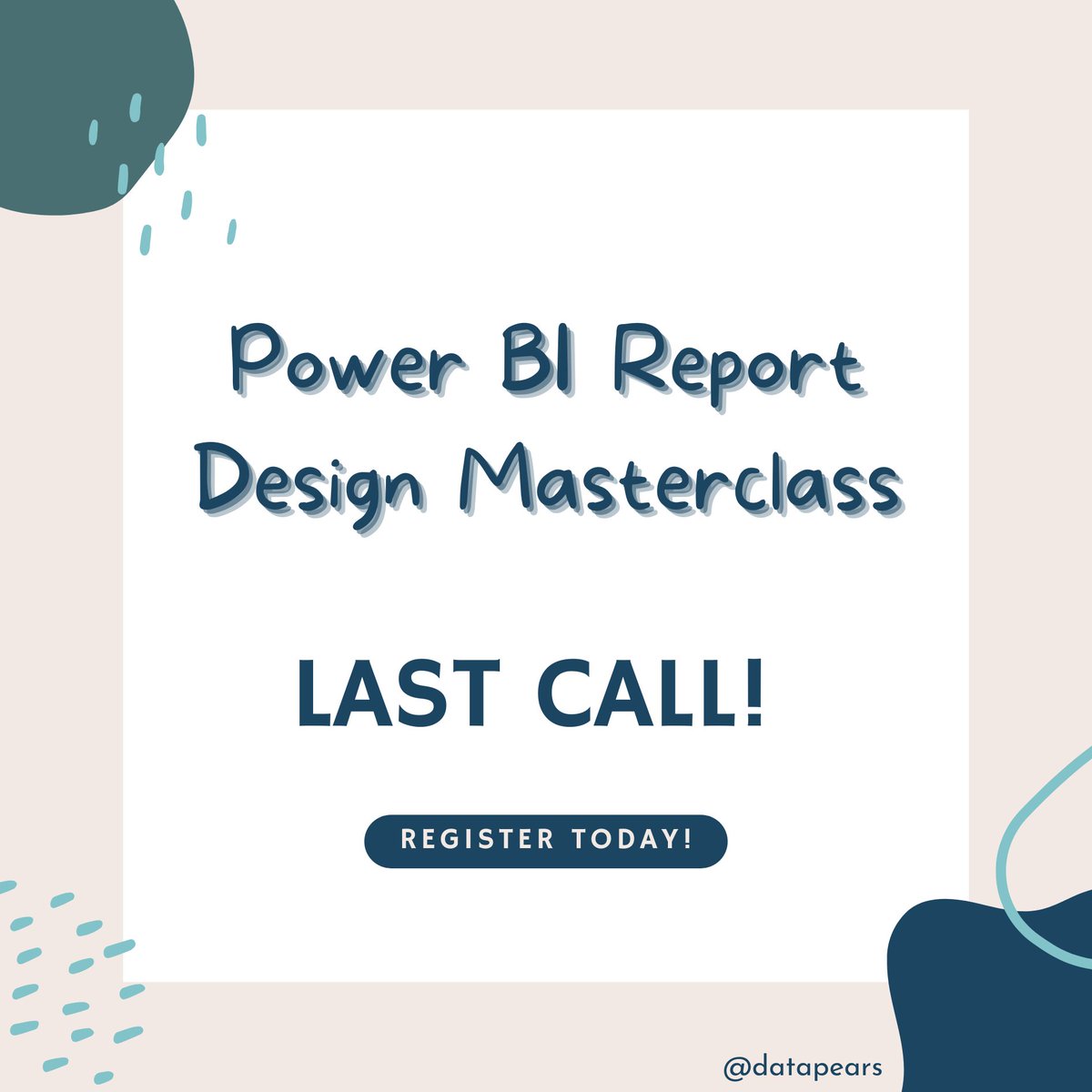 📢 LAST CALL 📢 
Don't wait too long to register - this is the last call for the #powerbi Report Design masterclass! 

Sign up below👇 
datapears.com/masterclass