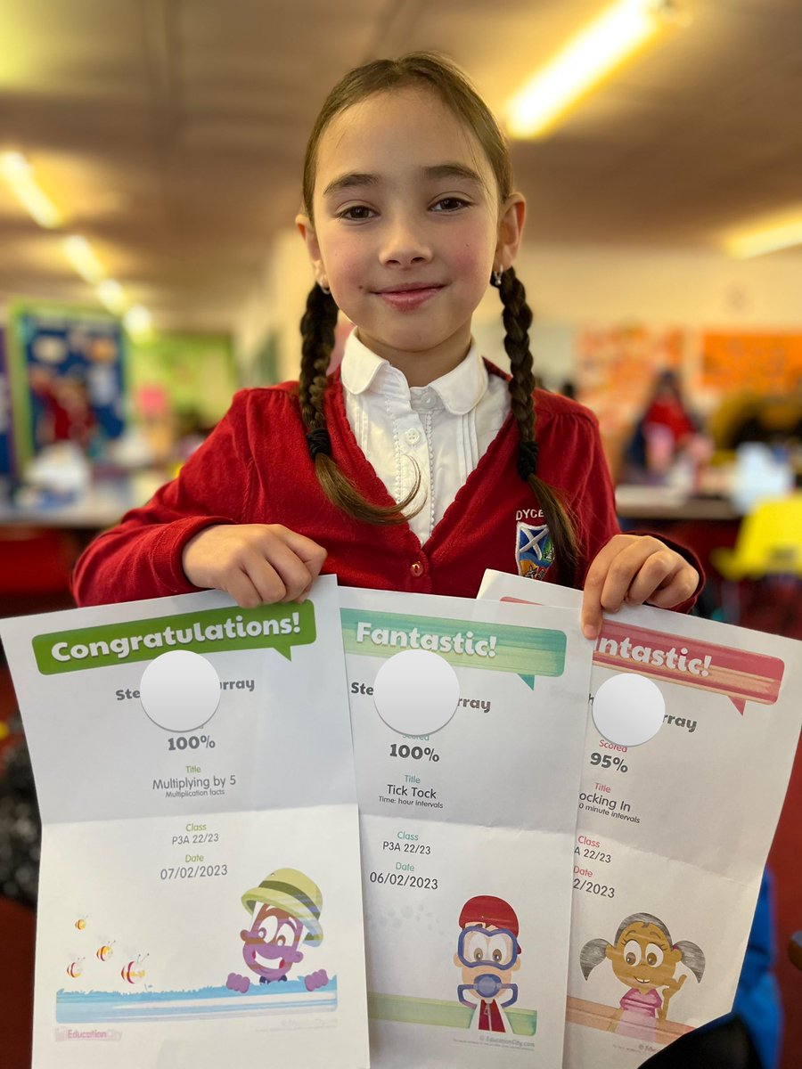This P3A pupil wanted to show me her certificates from the homework tasks set on @EducationCity this week. An amazing effort🏆⭐️ @DycePrimary #AimHigh #ShineBright #BeProud