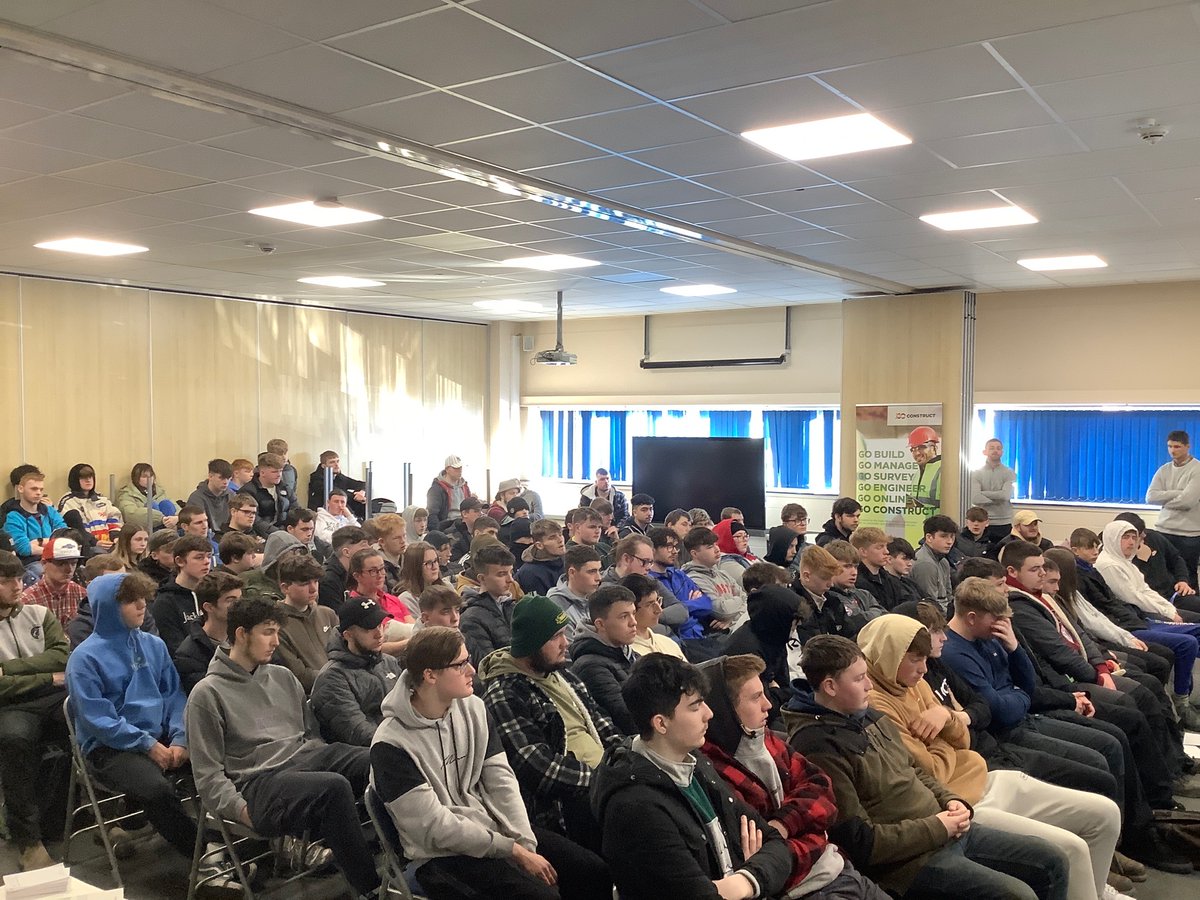 Standing room only as ft construction students @ColegSirGar listen to employers about career pathways and their experience in construction <a href="/CITB_Wales/">CITB Wales</a> #naw2023