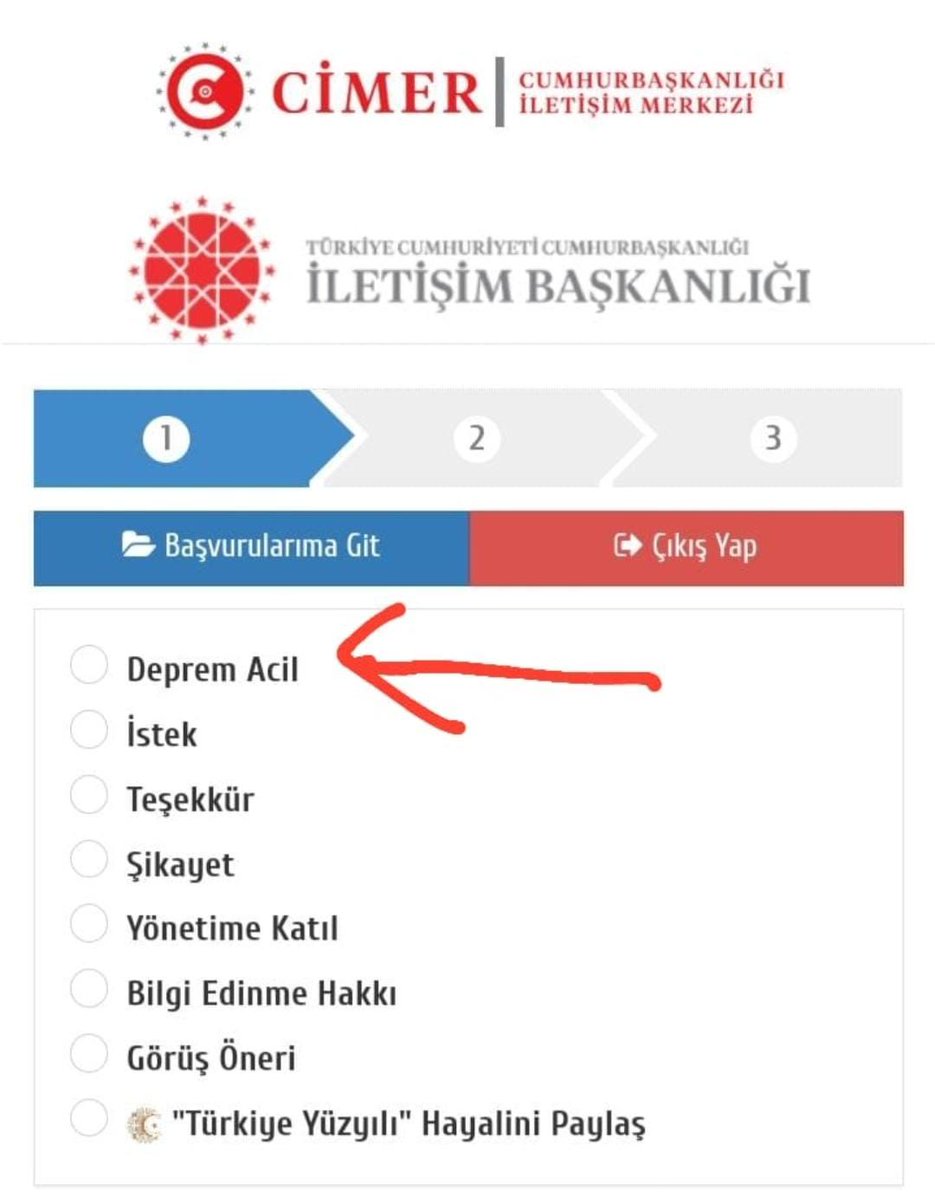 İsim, soyisim, telefon, adres bilgileri ulaşılamayan kişiler için CİMER’de “Deprem Acil” bölümü oluşturuldu.

#deprem