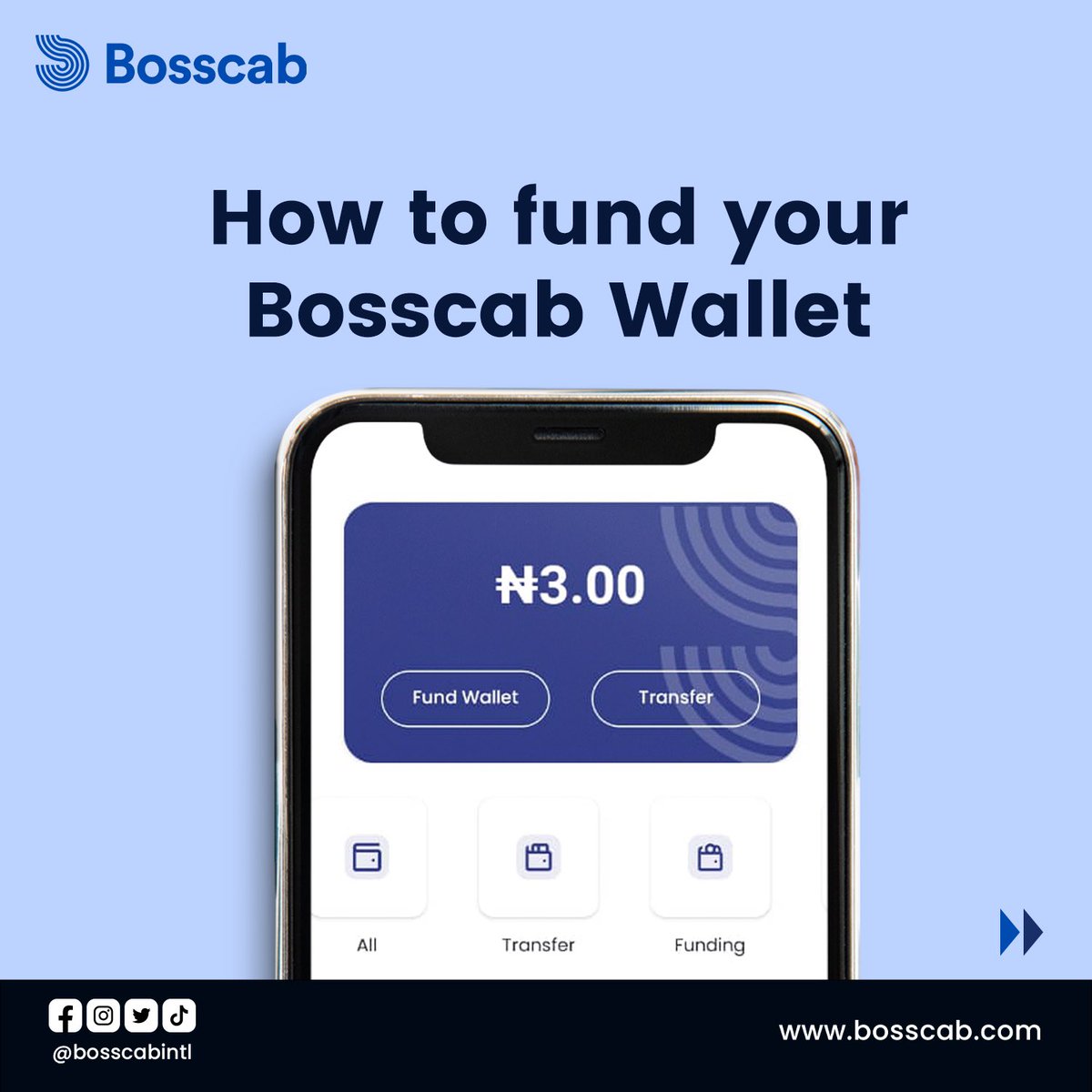 bosscabintl's tweet photo. Fund your Bosscab wallet quickly &amp; easily with card or bank transfer for faster transactions &amp; bonuses. Save time &amp; money. Download the App and Fund your wallet today and take advantage of all that Bosscab has to offer!

#bosscabintl #bosscab #cashlesspayments #rideasaboss https://t.co/DXjDWy5dNs