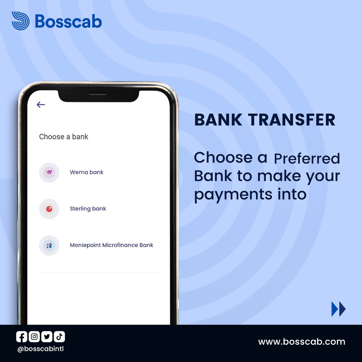 bosscabintl's tweet photo. Fund your Bosscab wallet quickly &amp; easily with card or bank transfer for faster transactions &amp; bonuses. Save time &amp; money. Download the App and Fund your wallet today and take advantage of all that Bosscab has to offer!

#bosscabintl #bosscab #cashlesspayments #rideasaboss https://t.co/DXjDWy5dNs