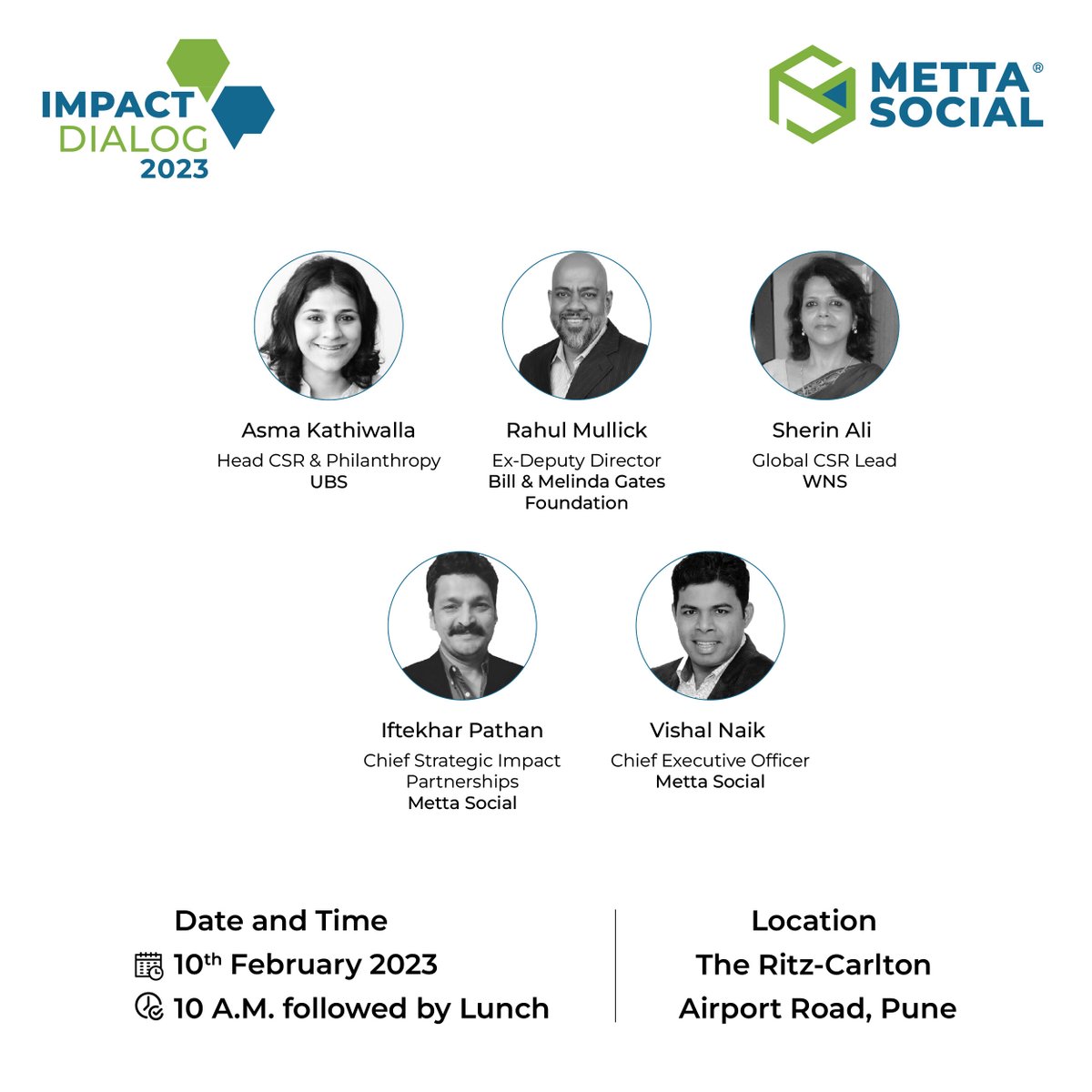 metta_social's tweet photo. We're all set for Metta Social's Impact Dialogue 2023 &amp; look forward to gaining tons of insights &amp; views from thought leaders &amp; CSR managers across the country. The event is set to take place on 10th February 2023, at the @RitzCarlton, Pune, in partnership with @SIIC @IITKanpur. https://t.co/2c1zyKhMY4