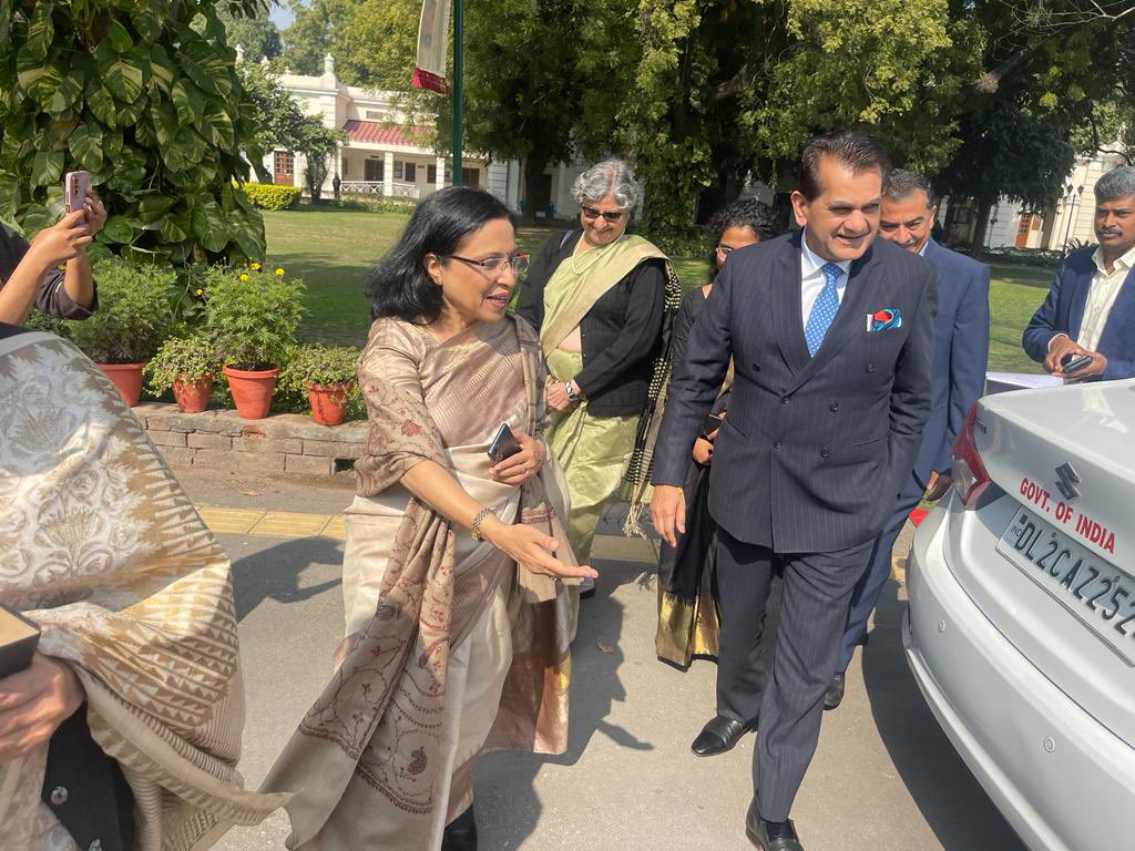 ipcollegedu's tweet photo. Indraprastha College for Women, University of Delhi, celebrated its Centennial College Day on 7th Feb 2023. Sh. @amitabhk87 (India’s G20 Sherpa) graced the occasion as Chief Guest. #ipcw #du #collegeday #centennial https://t.co/iXQVAhAYD5