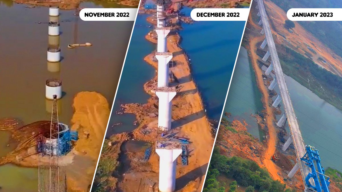 AshwiniVaishnaw's tweet photo. #BulletTrain project at fast pace.

Construction done✅ 320m long bridge over Par River. https://t.co/vnHvbkYEqB