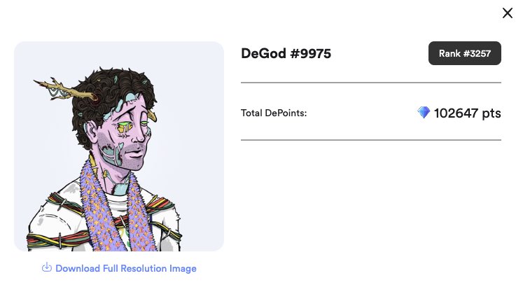 Degenealogy's tweet photo. Welcome myself to 100k DePoint and y00tsPoint club @DeGodsNFT @y00tsNFT #DePoint #y00tsPoint #100kClub https://t.co/VIBKjX860c