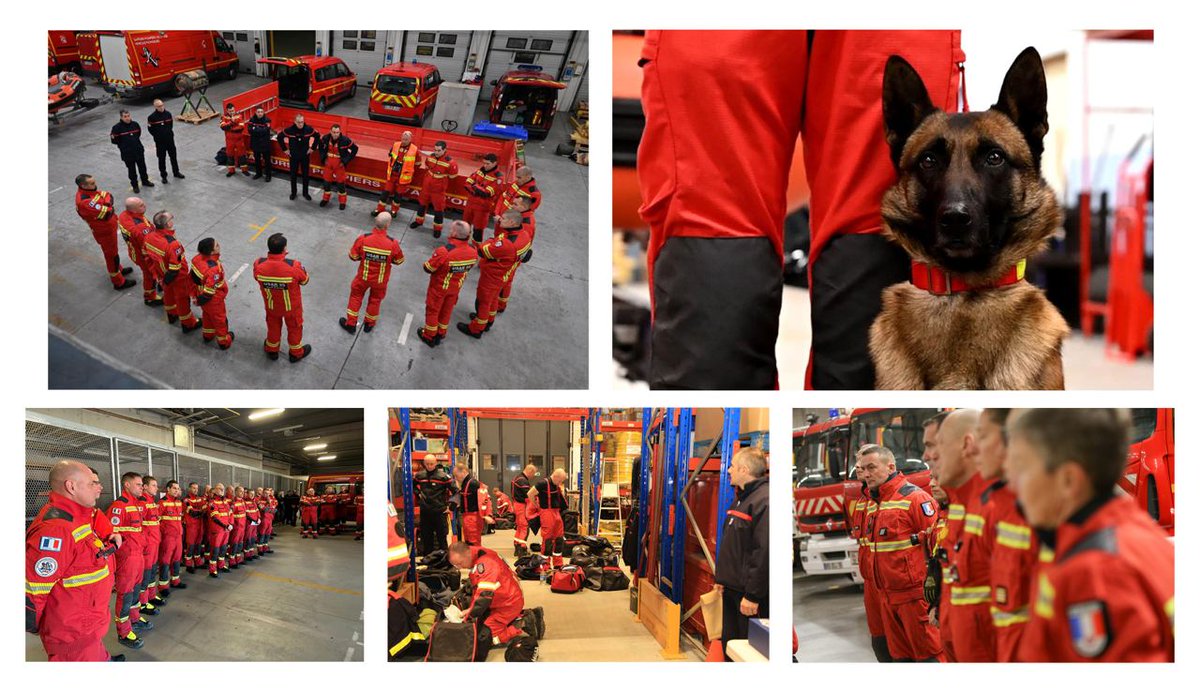 #Solidarité🇪🇺🇫🇷 65 sapeurs-pompiers d'Île-de-France dont 6 binômes cynotechniques sont arrivés cette nuit en #Turquie🇹🇷 pour être engagés dans la région de Kahramanmaras. 
🧰 Ils emportent avec eux 17,5 tonnes de matériels et d'équipements.
