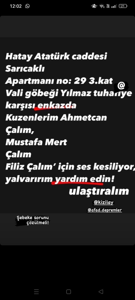MelezGuler's tweet photo. @AFADBaskanlik @DepremDairesi 
@OguzhanUgur @haluklevent #deprem #acildeprem #YARDIMEDİN https://t.co/jecfwARdbN