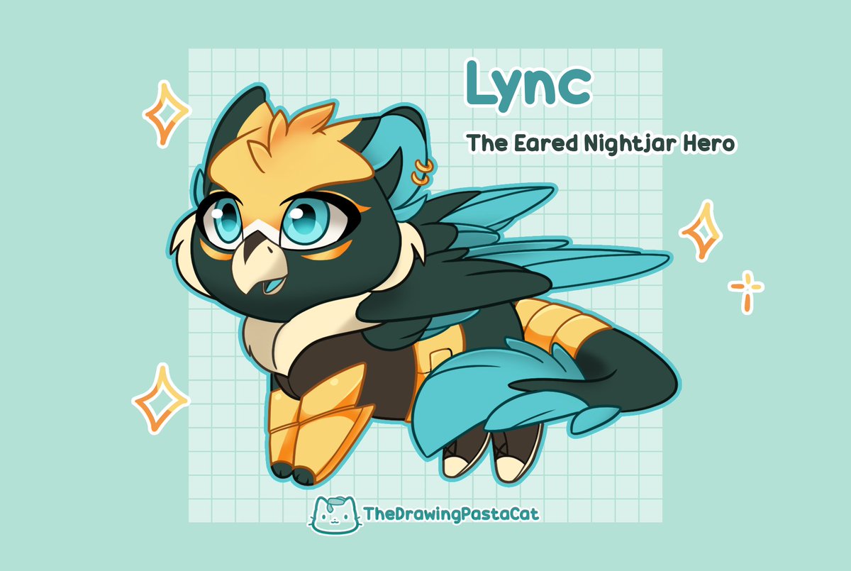 drawingpastacat's tweet photo. Entry for @castle_cats #designacastlecat9
Meet Lync!
Inspired by the Eared Nightjar, Lync has a tiny body size comparing to the rest. But he has incredible night vision, and is able to glide at high speed.
While being a night guard, he steals snacks when everyone else is asleep https://t.co/nU4IZ4sorw