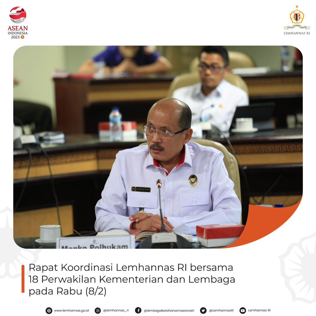 LemhannasRI's tweet photo. Usaha bersama untuk memitigasi ancaman dibicarakan pada rapat koordinasi yang diadakan di Lemhannas RI siang ini.
#LemhannasRI
#proyeksi
#mitigasi https://t.co/1sPazD0GXt