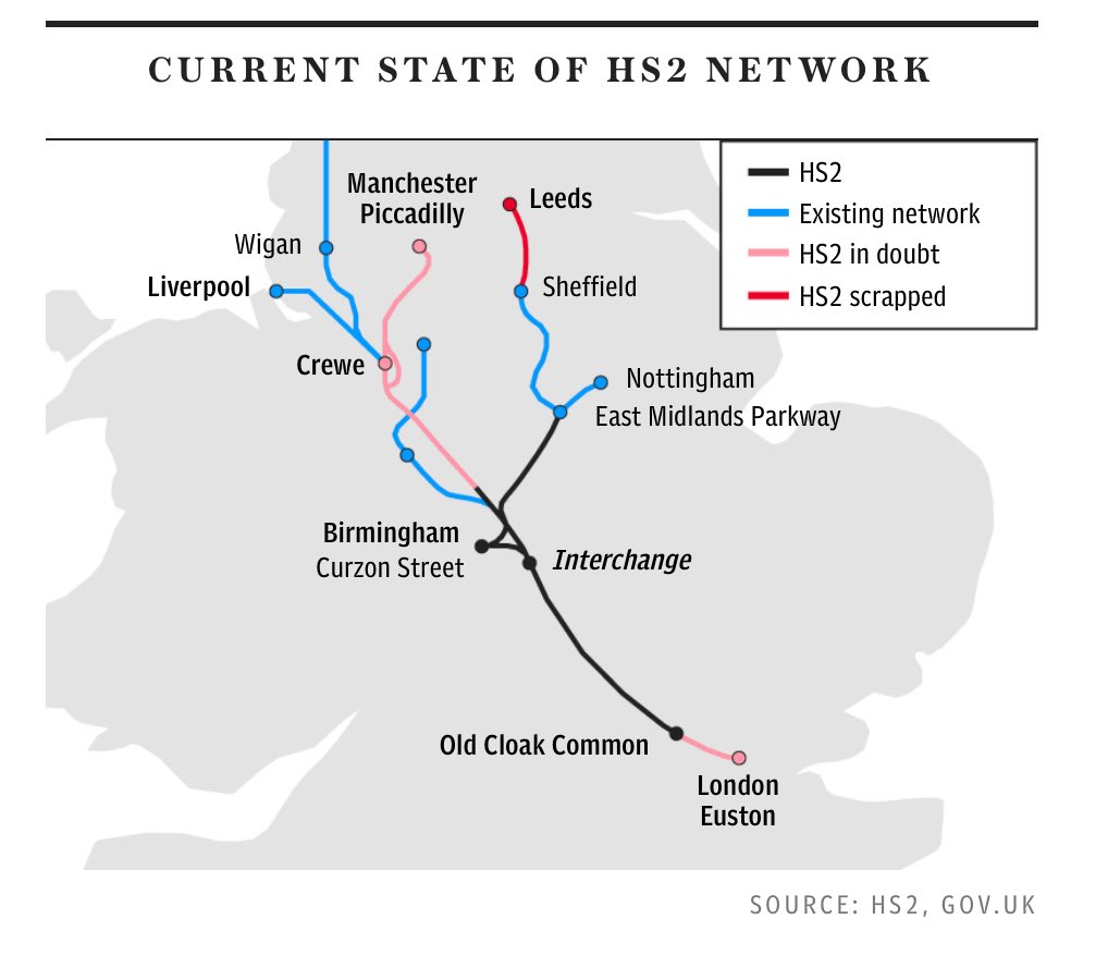 PaulClifton_'s tweet photo. Interesting HS2 map in today’s Telegraph. Note the clothing-derived station at the southern end. https://t.co/3HfED1mrrR