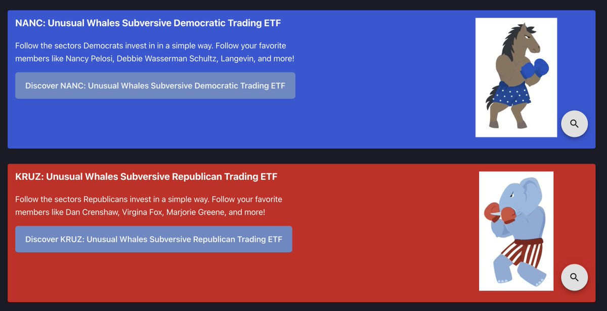 Javieerdelvalle's tweet photo. Esto ya se va de madre jaja.. Se lanzan 2 ETFs para replicar los movimientos del congreso. 
$NANC replica posiciones de los demócratas 
$KRUZ replica posiciones de los republicanos
El problema es que el STOCK ACT 2012 les permite de 30 a 45 días para reportar posiciones.. https://t.co/3j7gPc4mN1