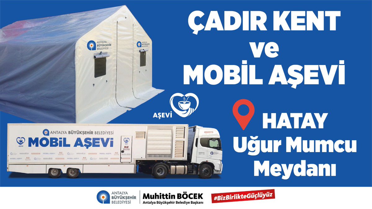 ANTALYABB's tweet photo. Yaralarımızı birlikte sarıyoruz. #Hatay Uğur Mumcu Meydanı'nda kurduğumuz çadır kentte tüm depremzedelere çay, çorba ve yemek ikramımız bulunuyor.  #Deprem https://t.co/VAbRVOz8Vh