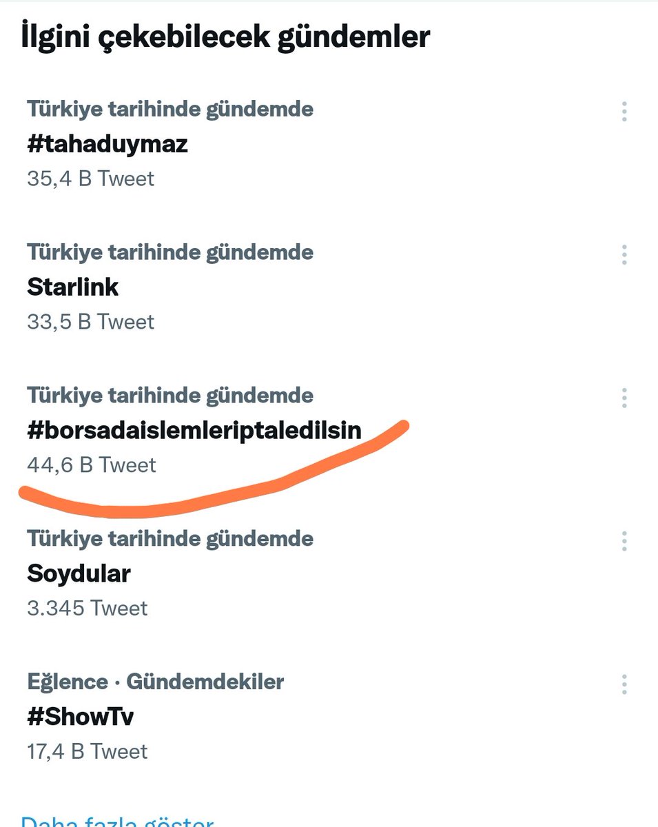 Arkadaşlar tweetimiz gündeme girdi.

Durmadan sayfanızda aynı şeyi yazın.

#borsadaislemleriptaledilsin