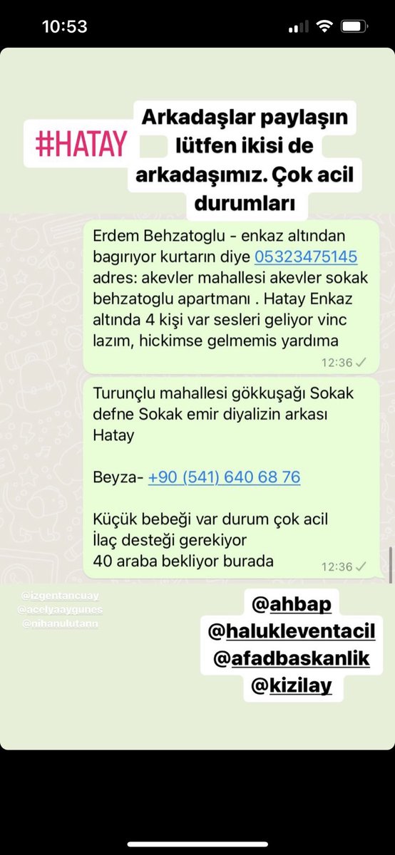 nihanulutan's tweet photo. @ahbap @haluklevent @OguzhanUgur @DepremDairesi #deprem #acildeprem #hatayyardimbekliyor https://t.co/LlzWYLMZLN