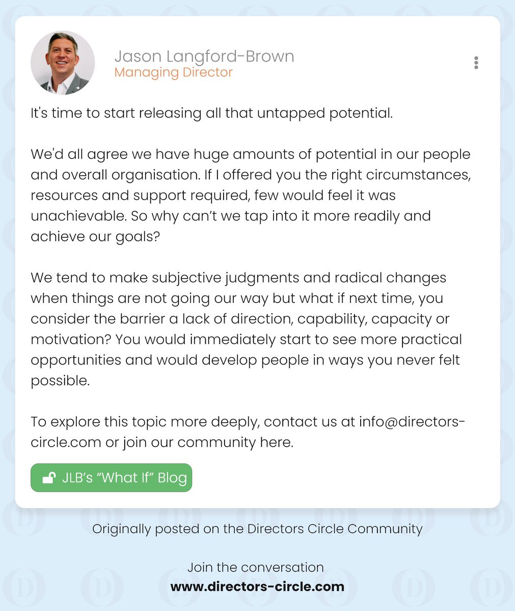 The easiest way to problem diagnose, ask yourself is it direction, capability, capacity or motivation? 

This way you'll find way more opportunities and achieve things you didn't think possible. 

#mindset #change #organisationalchange