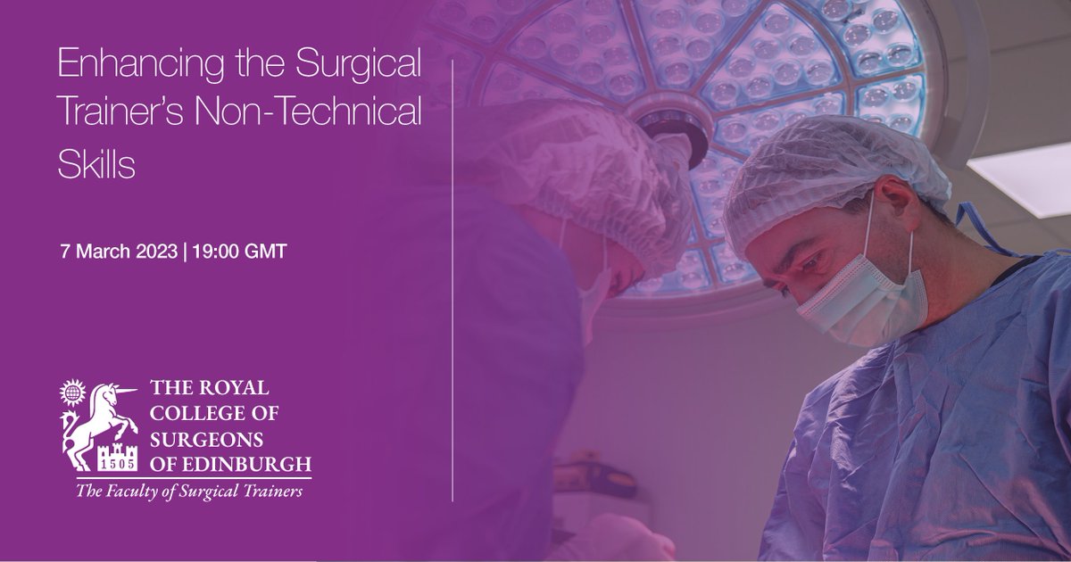 Join us on Tuesday 7 March for our webinar on  enhancing the surgical trainer’s non-technical skills. 
Our expert panel will feature key individuals who have been instrumental in the delivery of non-technical skills training.
Register at: bit.ly/40xe5bT
#surgicaltraining