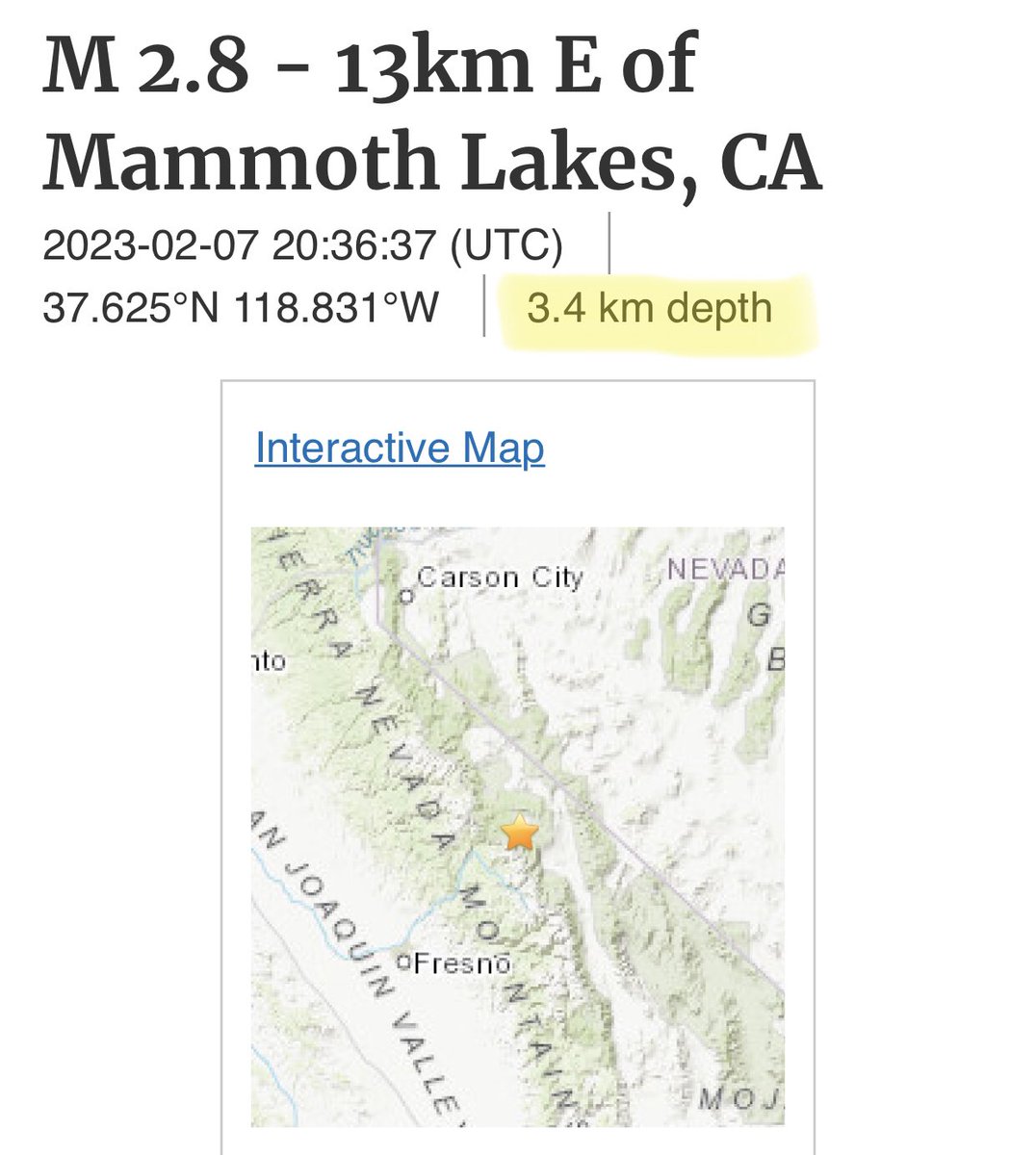 BCWildfireHelp's tweet photo. M2.8 #LongValleySuperVolcano🌋
👉3.4km deep
📍#HiltonCreekFault https://t.co/gRZeJgZYVP