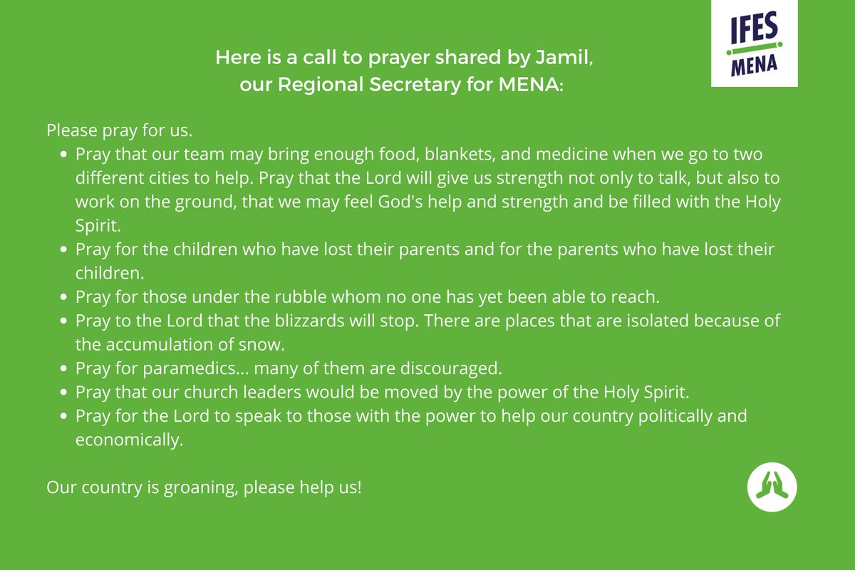 ifesworld's tweet photo. Please pray with us for people in Turkey and Syria affected by two huge earthquakes and a series of aftershocks which occurred on Monday in southern Turkey. They were also felt in Cyprus and Lebanon. https://t.co/cyb1GMoHS3