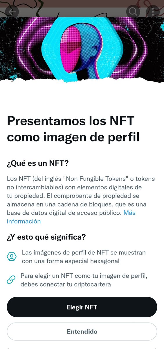 📣Novedad en Twitter: Ahora podremos poner un NFT como imagen de perfil. Se distinguirá de las imágenes normales presentando una forma hexagonal.