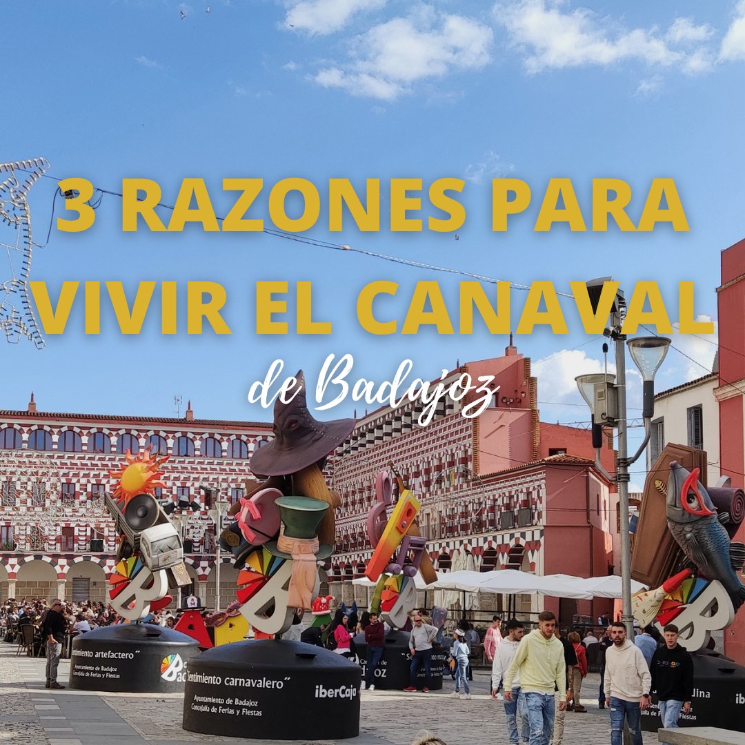 UDestinations_'s tweet photo. 3 razones para conocer el Carnaval de Badajoz:
1️⃣Su desfile, con ~7k participantes
2️⃣ Sus calles llenas de ambiente
3️⃣ Interés Turístico Internacional
¿Otras razones?
👉Síguenos para descubrir más lugares únicos en 🇪🇸 y 🇵🇹✨
#udestinations_ #badajozcarnaval #carnavalespaña https://t.co/43onPddYtq