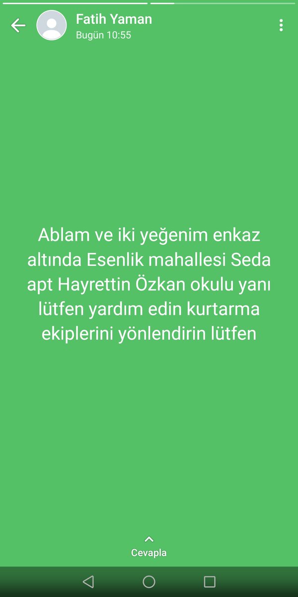 Antakya esenlik mahallesi Seda apt. Hayrettin özkan İlkokulu yanı
<a href="/yaman1fatih/">fatih yaman</a> hocamızın ablası duyurabilirmiyiz 
<a href="/AFADBaskanlik/">AFAD</a> 
<a href="/DepremDairesi/">AFAD Deprem</a> 
#hatay
#hatayyardimbekliyor